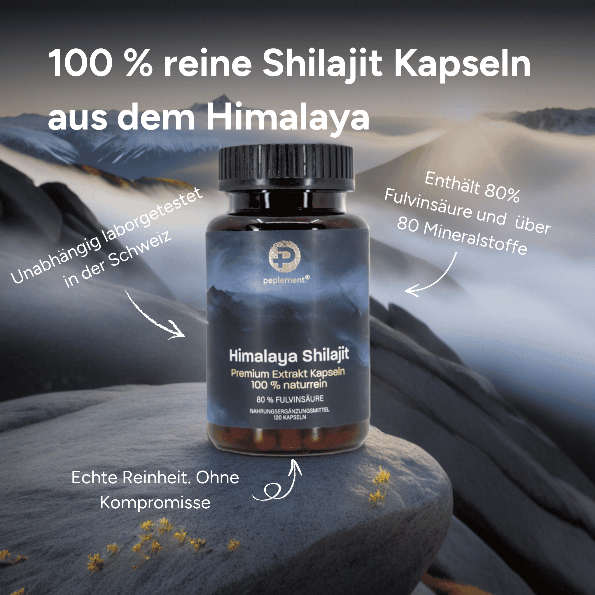 100 % reine Shilajit Kapseln – Premium Shilajit aus dem Himalaya mit 80% Fulvinsäure