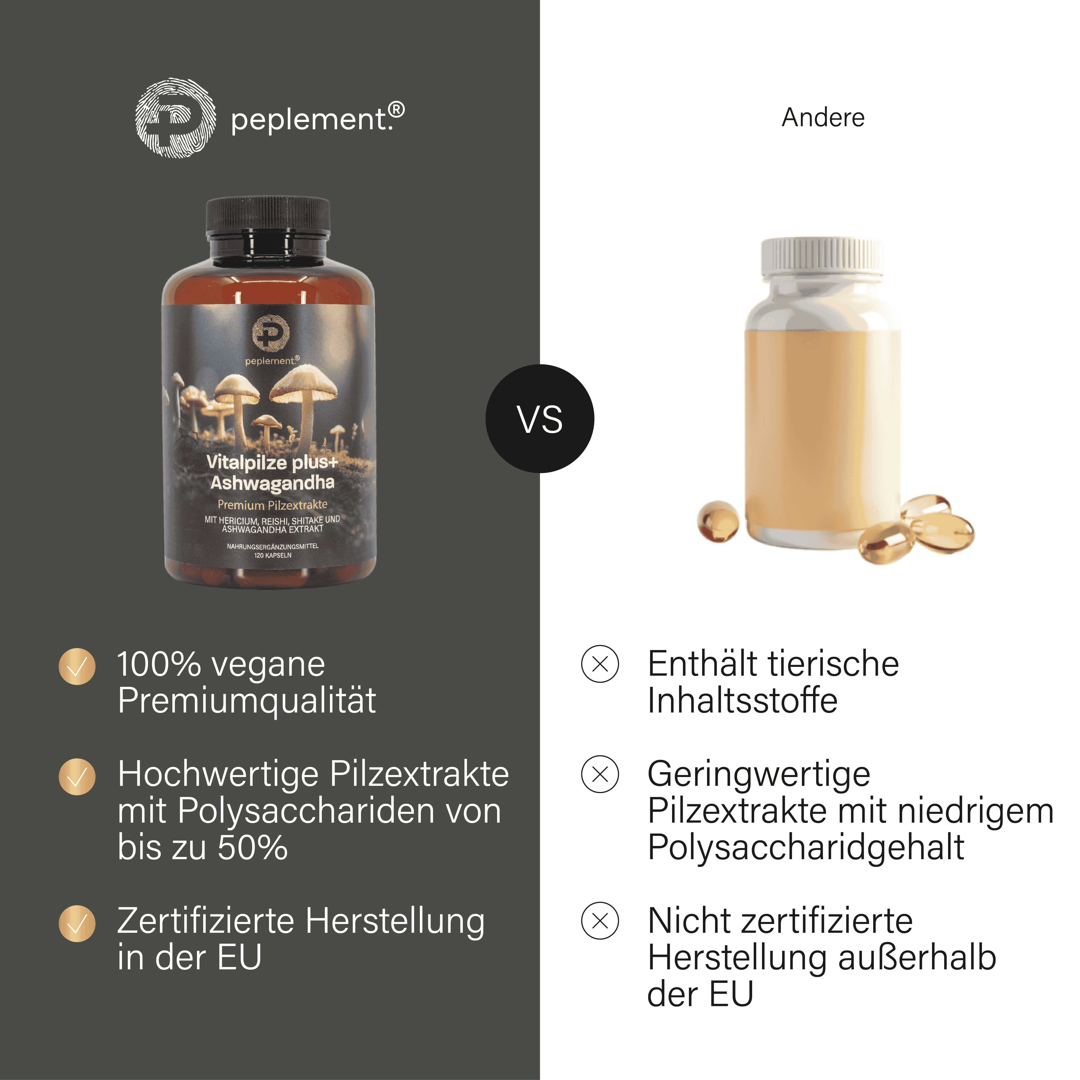 Vitalpilze Komplex Kapseln + Ashwagandha