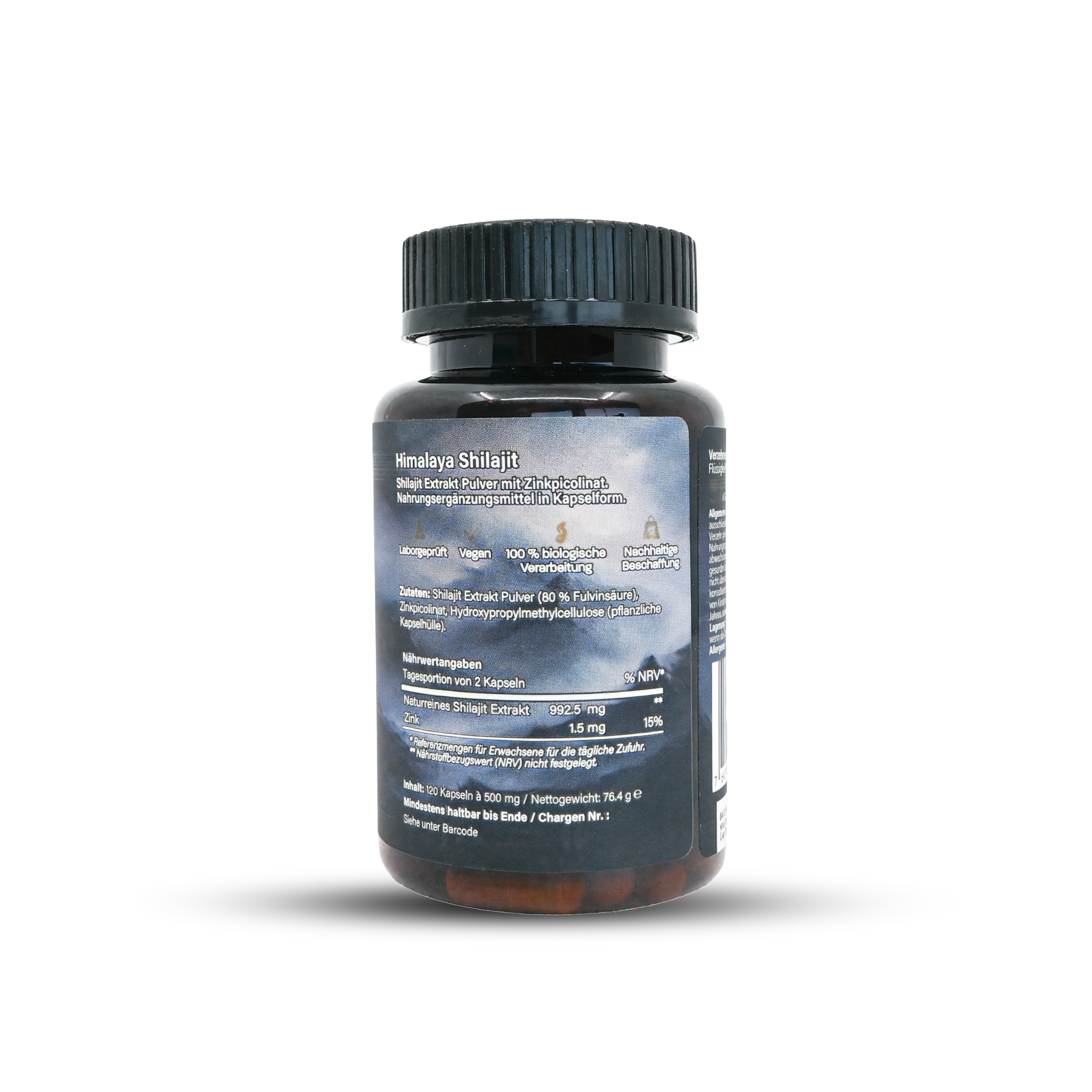 100 % reine Shilajit Kapseln aus dem Himalaya, ohne Füllstoffe. Mit 80 % Fulvinsäure und Zinkpicolinat.