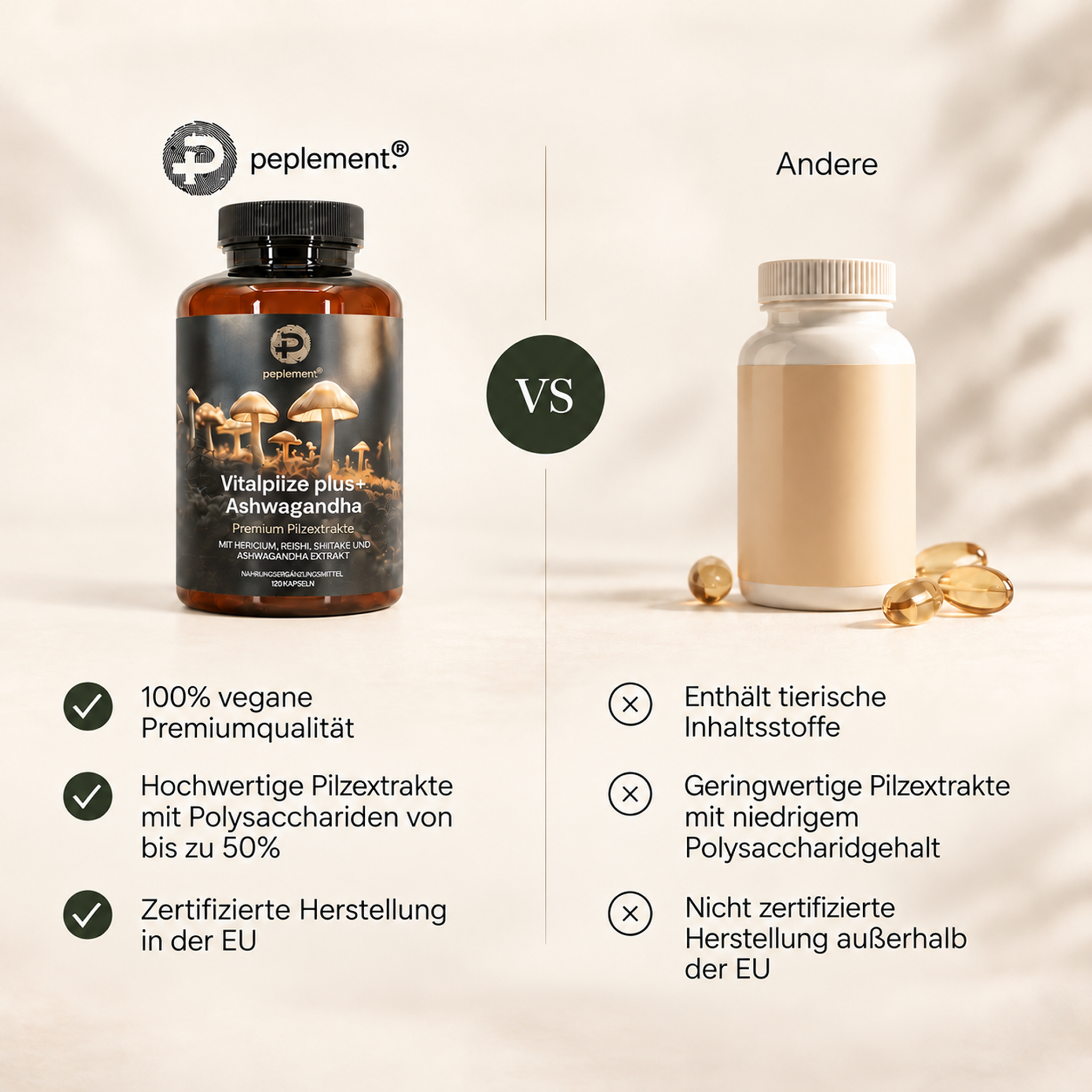 Vitalpilze Komplex Kapseln + Ashwagandha